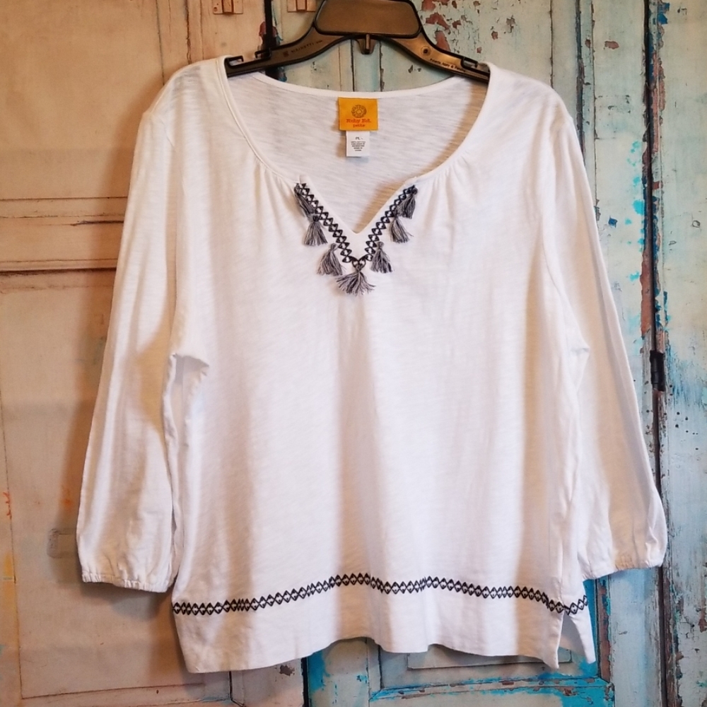 🎪❤Ruby Rd. Petite Bohemian Flare Top, Size PL